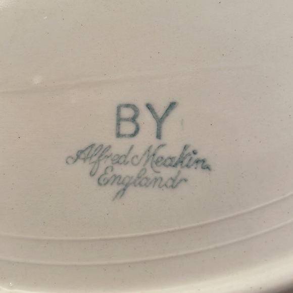 Alfred Meakin England Oval Deep Urn W Flower & Plumes Geometric Trim - Picture 5 of 9